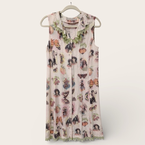 Double D Ranch Dresses & Skirts - Double D Ranch Pink Printed Sleeveless Midi Dress with Green Trim